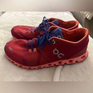 On Cloud Red & Coral Flash. Women’s size 8.